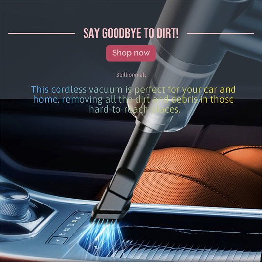 Cordless Car Vacuum with 8000pa High-Power Suction - 2-in-1 Handheld Cleaner for Home and Car Use