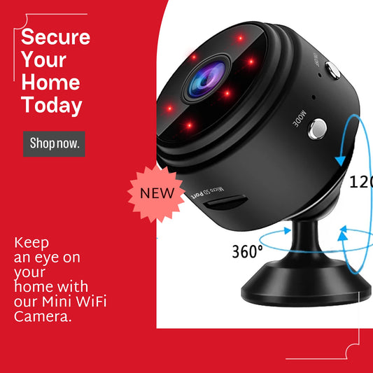 Compact A9 Mini WiFi Camera for Home Security - 1080p, App Remote Monitor, IR Wireless, Motion Detection - Indoor and Outdoor Surveillance